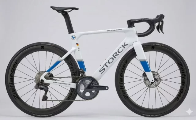 BMW Radsport Teambike

In Kooperation mit Storck bieten wir exklusiv den Mitgliedern von BMW Radsport das limitierte Sondermodell Strock Aerfast 5 Pro in der BMW Radsport Sonderlackierung an.

Die limitierte Version ist nur für Vereinsmitglieder im Angebot und das zu einem höchst attraktiven Preis! Das Bestellfenster der frei konfigurierbaren Rennmaschine im BMW Radsport Design endet am 25.05.26

Hinweis: das Design ist so sehr final - trotzdem ist das Bild KI generiert.

#BMW #storckbikes
#aerfast #rennrad #bmwradsport